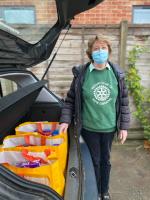 Sue with some of the Food bags.