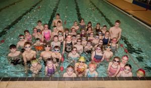 Picture shows the swimathon in progress