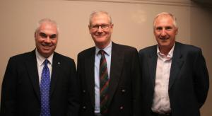 Past President Lindsay Wilkinson and Rotarian David McLeod with Mr Watt