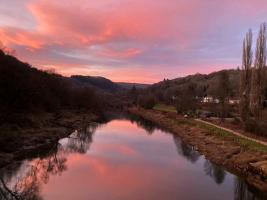 Winter sunset over the River Wye at Brockweir