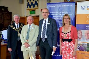 Tony Axelrod and Michael Shone (on behalf of Duncan Fox) receive the awards from the Mayor and Mayoress of Epsom