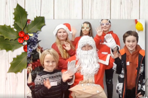 Rotary Christmas Float and Santa Visiting Ukrainian Children