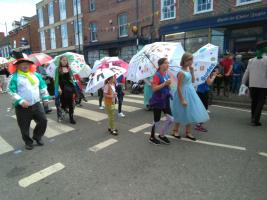 Our umbrellas are displayed during the Carnival parade.