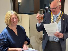 President Mike raises a glass to Una