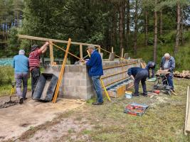 Constructing the roof of the compost bins