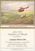 2001 Certificate of Thanks from  Devon Air Ambulance Trust