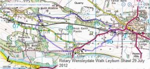 The walk route around Leyburn Shawl