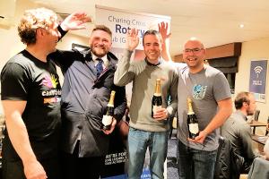 President Trevor (left) with the winning team (Stuart Renfrew, Andy Porter and Craig Kempsell)