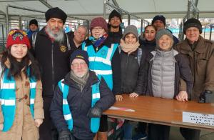 We arrived in Trafalgar Square at 6.47am and took our positions at the bag drop tent. This was a joint effort by Tower Hamlets Rotary and Newham Rotary
