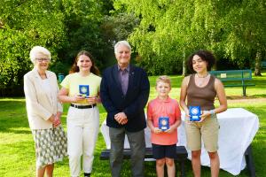 Our 3 young Citizens with their trophies, alongside Lesley Cowling, who sponsored the awards, and President Mike Haythorpe