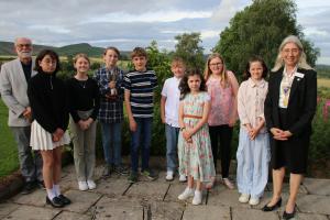 The winning students with the Presidents of The Rotary Club of Skipton Craven (L) and  Skipton Craven Rotary (R)