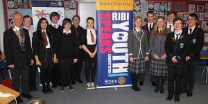 Pictured from left, Tim Heilbronn with the teams from Menzieshill HS, High School of Dundee, and St John’s RC HS