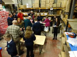 Pupils from Ashton Park School, Bristol. Assisting with packing.