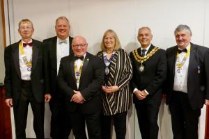 Left to right: President Nominee Dave Siddall, Chairman of James Walkers Mr Peter Needham, President Joe Fagan, District 1190 Govenor Mary Bradley, the Mayor of Cockermouth David Malloy and President Elect Phillip Straughton. (Picture :Trevor Earthy)
