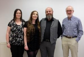 Megan Jack with her parents and Rotarian Donald Stewart