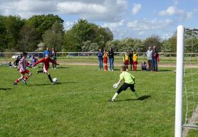 Action from the successful 2017 Junior Soccer five a side tourney. Pic by Trevor Earthy