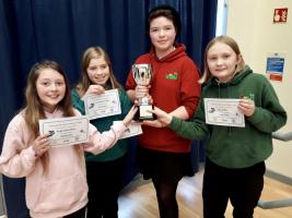 Pic 1, Moniaive Primary School team, L-R, Rosie Stevenson, Annabel Wilson, Esther Thomson and Amy Griffith.
