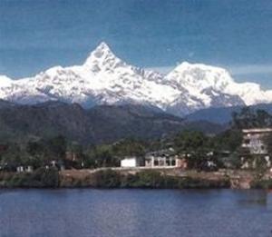 View of Himalaya mountains from Pokhara