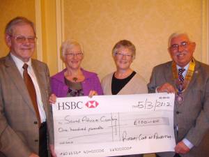 Rotarian George Western, Anne Hodgson, Charity Chair; Jean Riley and Rotarian President Malcolm Boyd