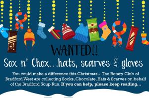 WANTED! Chocolate Bars, Socks, Scarves  & Warm Gloves.