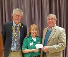 President Gordon,Julie and President Elect Mike presenting a cheque.