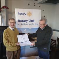 A long service award at Saltburn Rotary