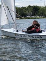 RYA Sailability's new boat, which was funding by Rotary South, gracefully catching the breeze on its maiden launch