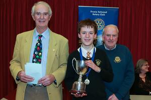 Best Speaker pictured with Mike Kelham (Rotary organiser) and Ken Fricker (Past President of Frome Sewood RC) who presented the certificates/ medals/ cup.