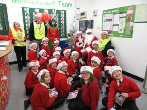 Santa thanks MInworth School pupils for their help