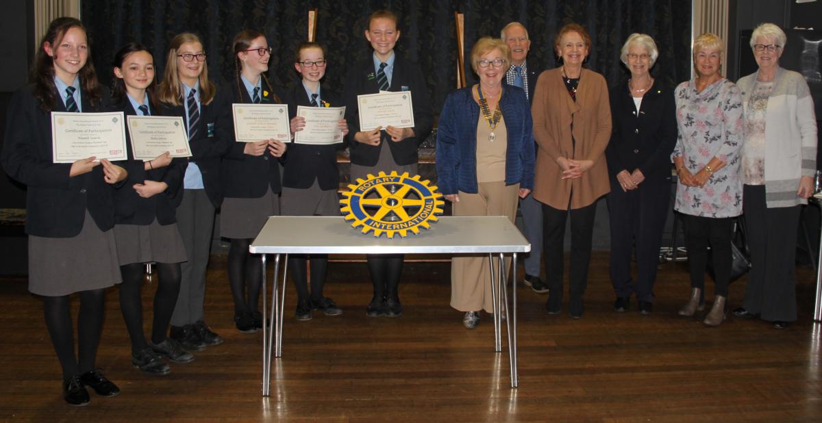 Youth Speaks 2018 - Group picture shows the teams together with the  Rotary members who worked so hard to ensure the event was a success.  Congratulations to everyone.