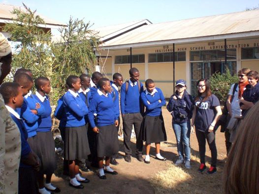Irkisongo Secondary School students welcome Ellesmere College to Monduli.