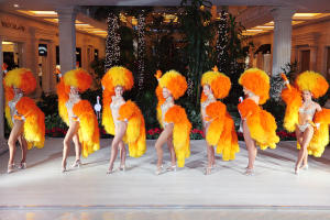 A line of chorus girls