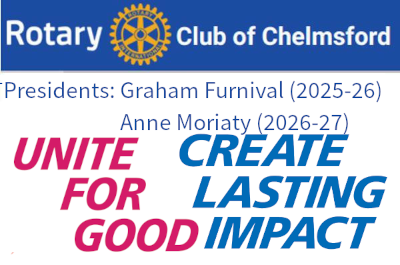 A Club graphic showing the names of the 2025-26 and 2026-27 Presidents and the Rotary themes for those years