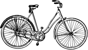 Black and white drawing of a bike
