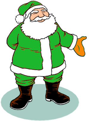 Cartoon of Father Christmas dressed in green