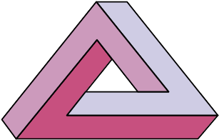 A pink 3D triangle in a physically impossible shape