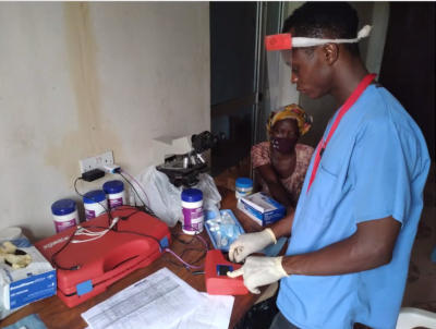 A technician in a hospital laboratory