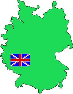 An outline of Gemany with a British flag superimposed