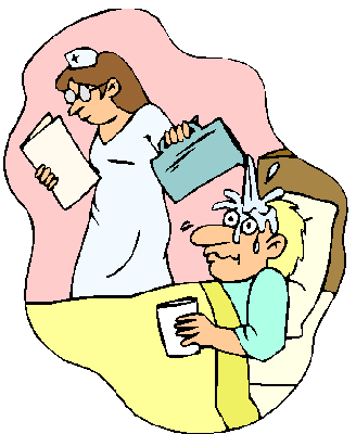 A nurse absentmindedly pouring water on a patient's head