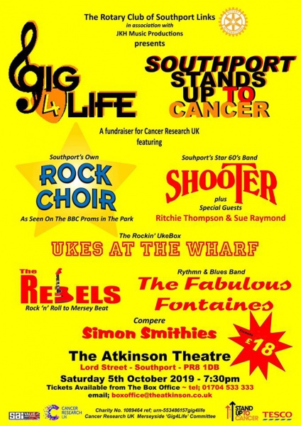 Gig4Life, Stand Up 2 Cancer, Rotary International, Southport Links, Cancer Research