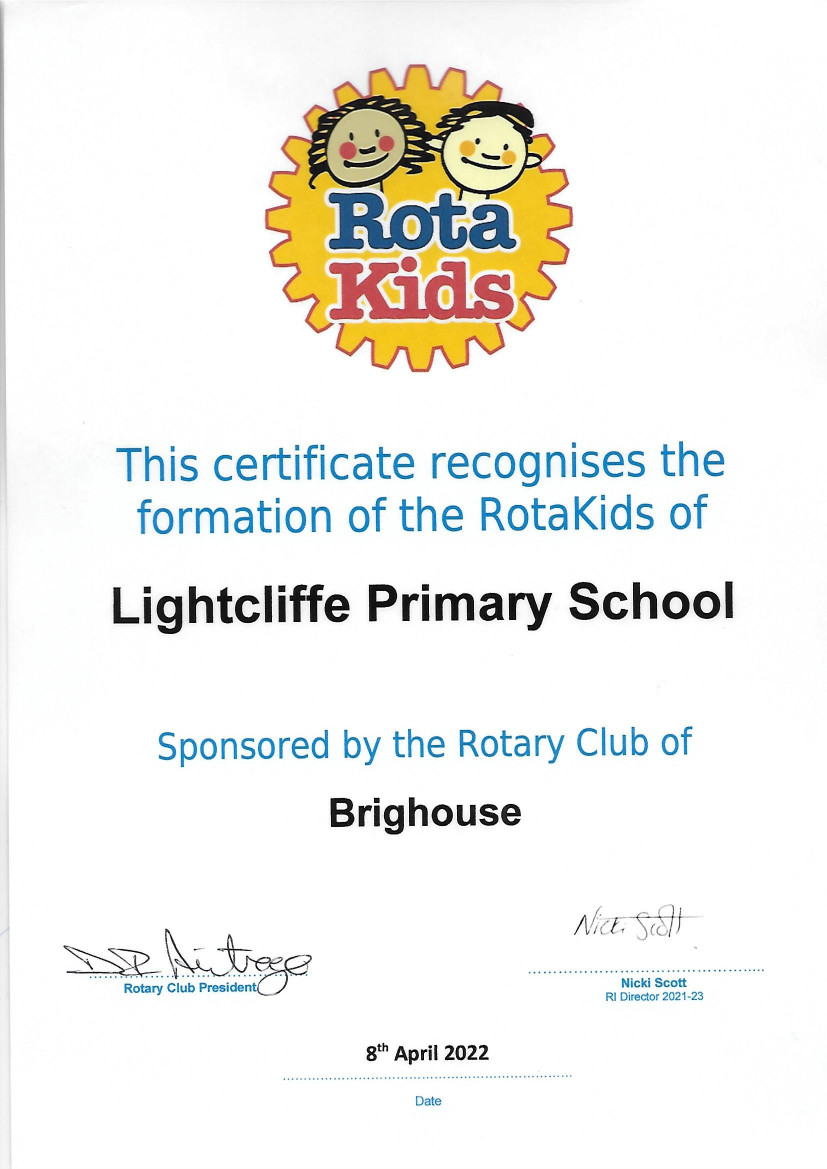 Rotakids Charter Certificate