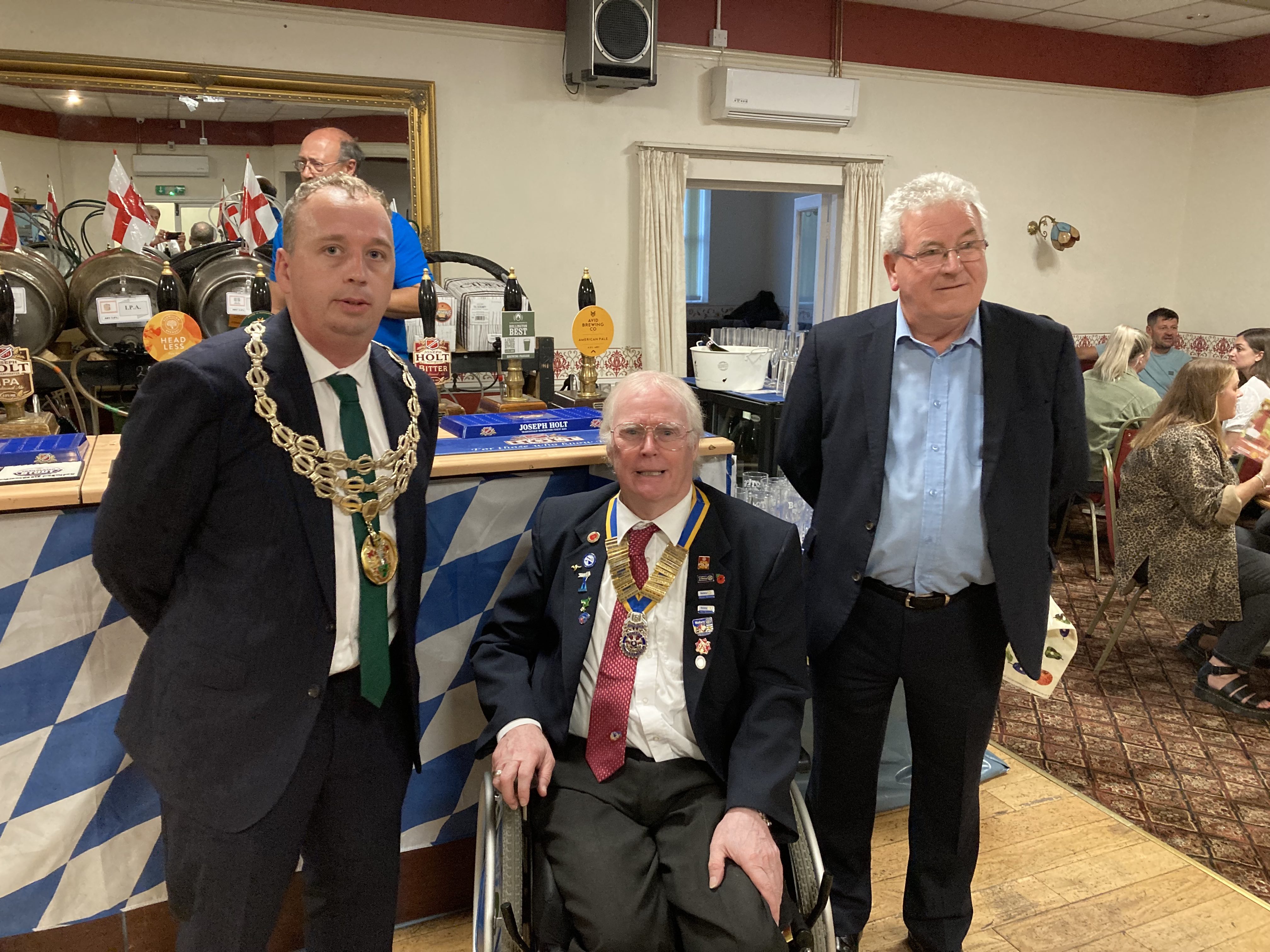 Mayor of Horwich, Horwich Rotary President and Mark Gebhard (Holts Brewery)