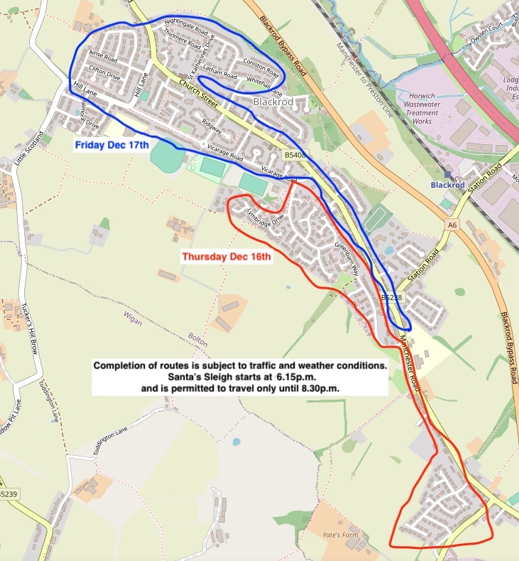 Locations for Santa's Sleigh in Blackrod