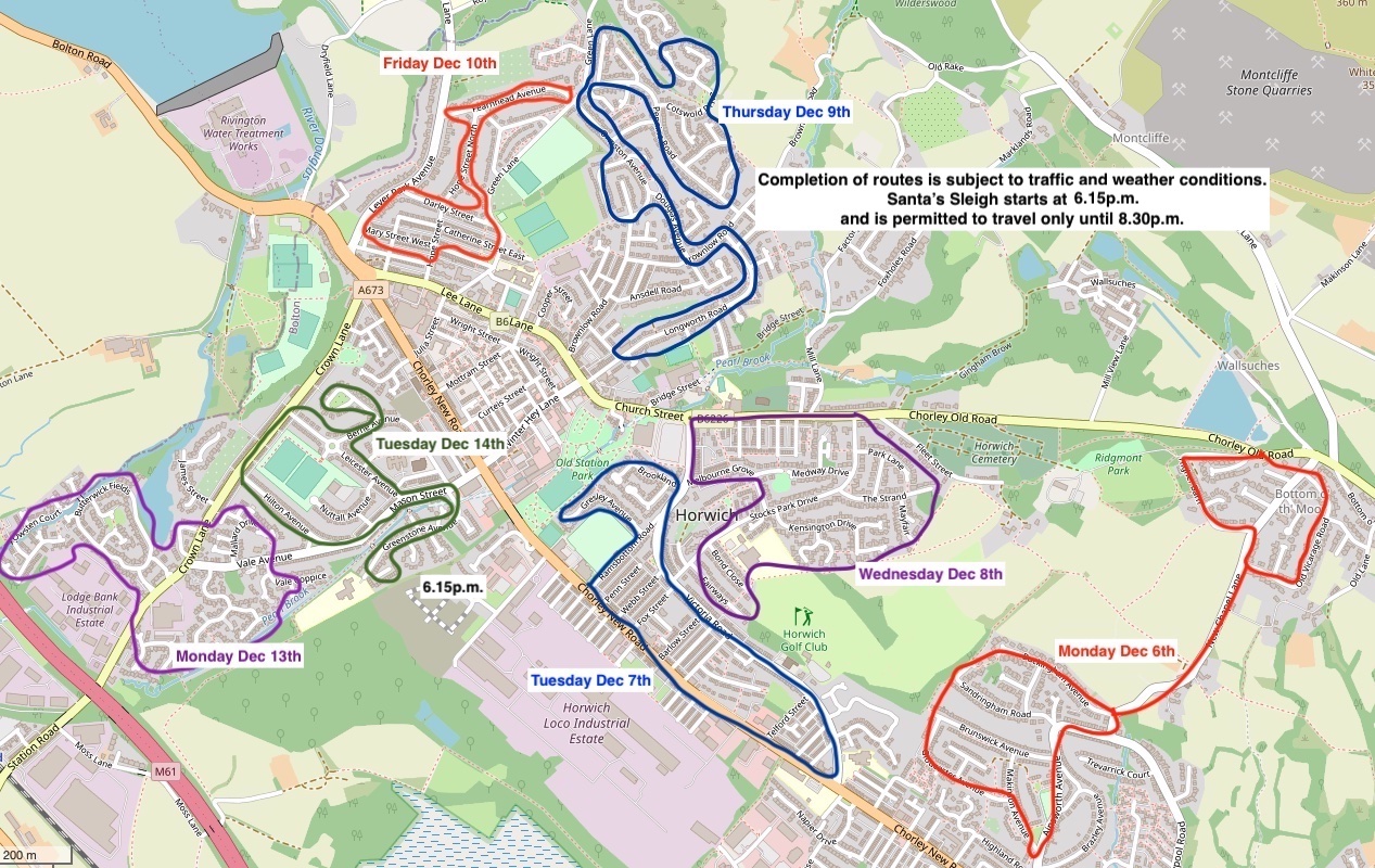 Locations for Santa's Sleigh in Horwich