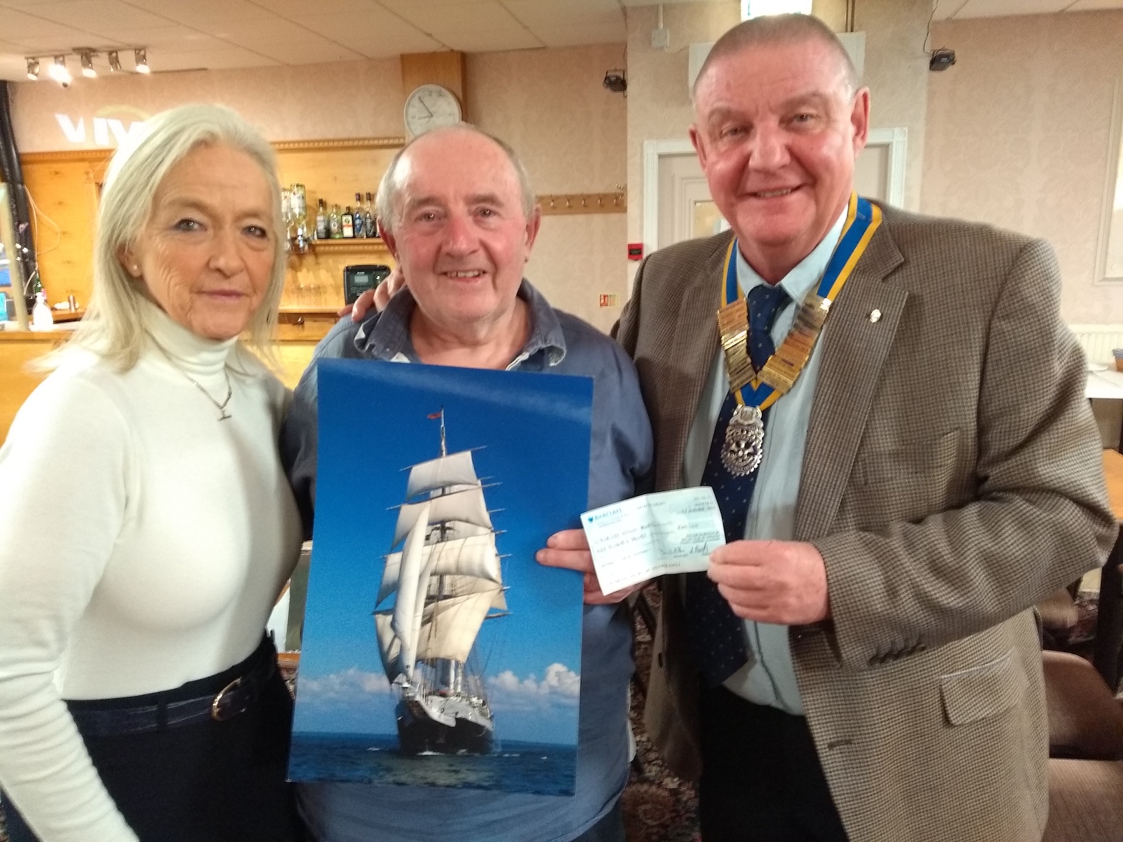 Cheque presentation to Mike Travis for Jubilee Sailing Trust