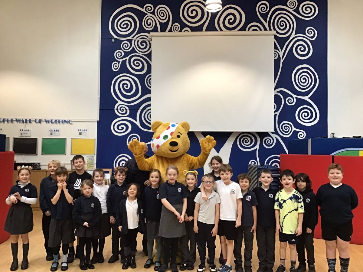 Pudsey with the children
