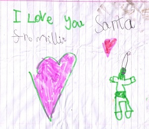 Thank you note to Santa from a child in Buckstone