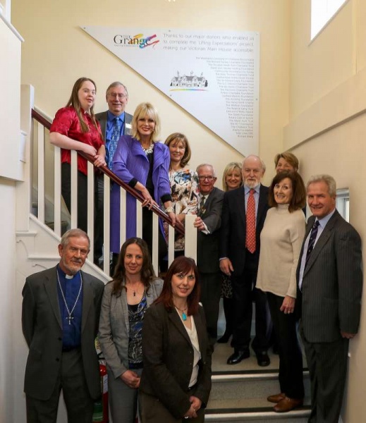 on the stairs after the unveiling