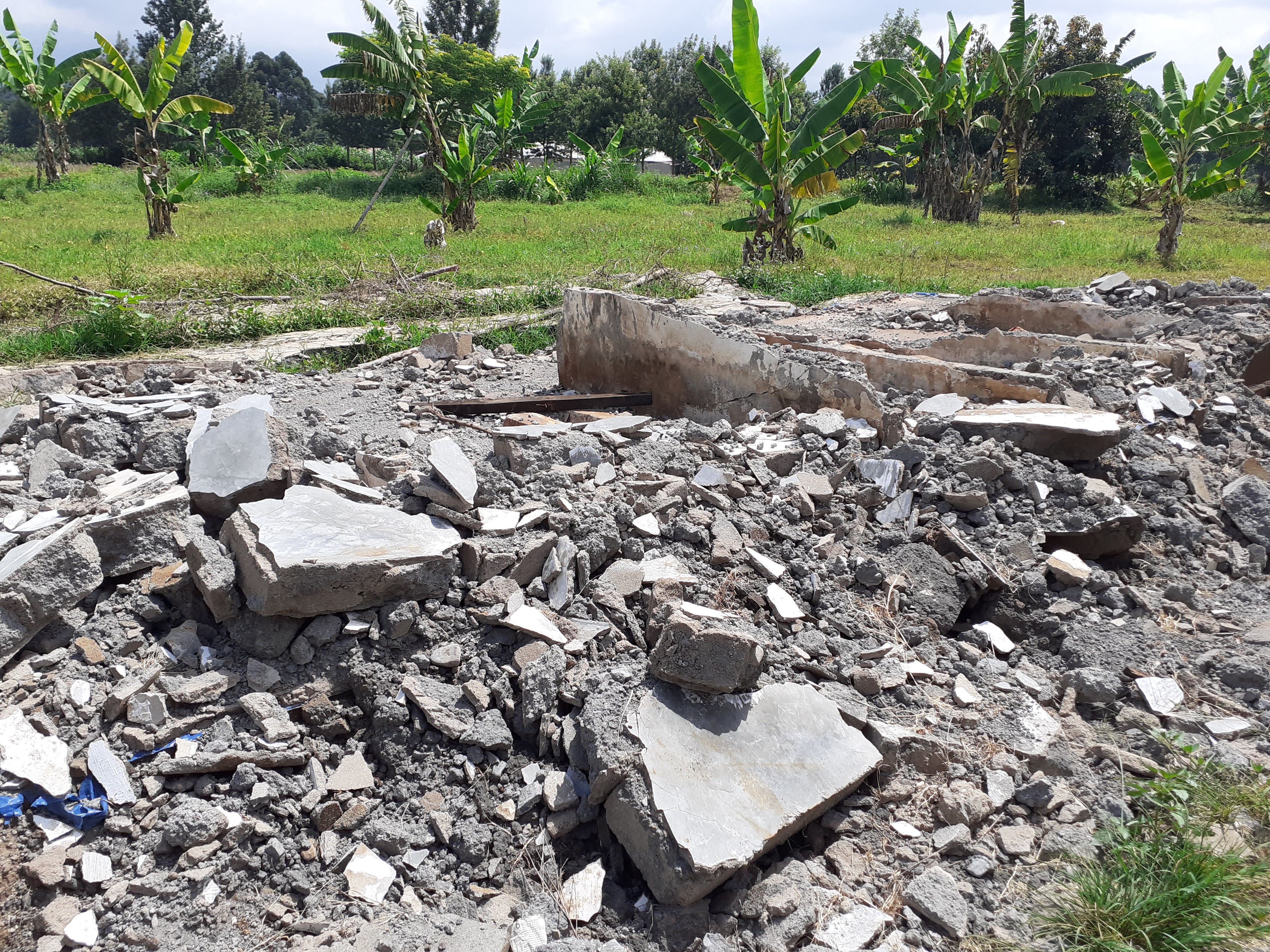 Collapsed toilet block