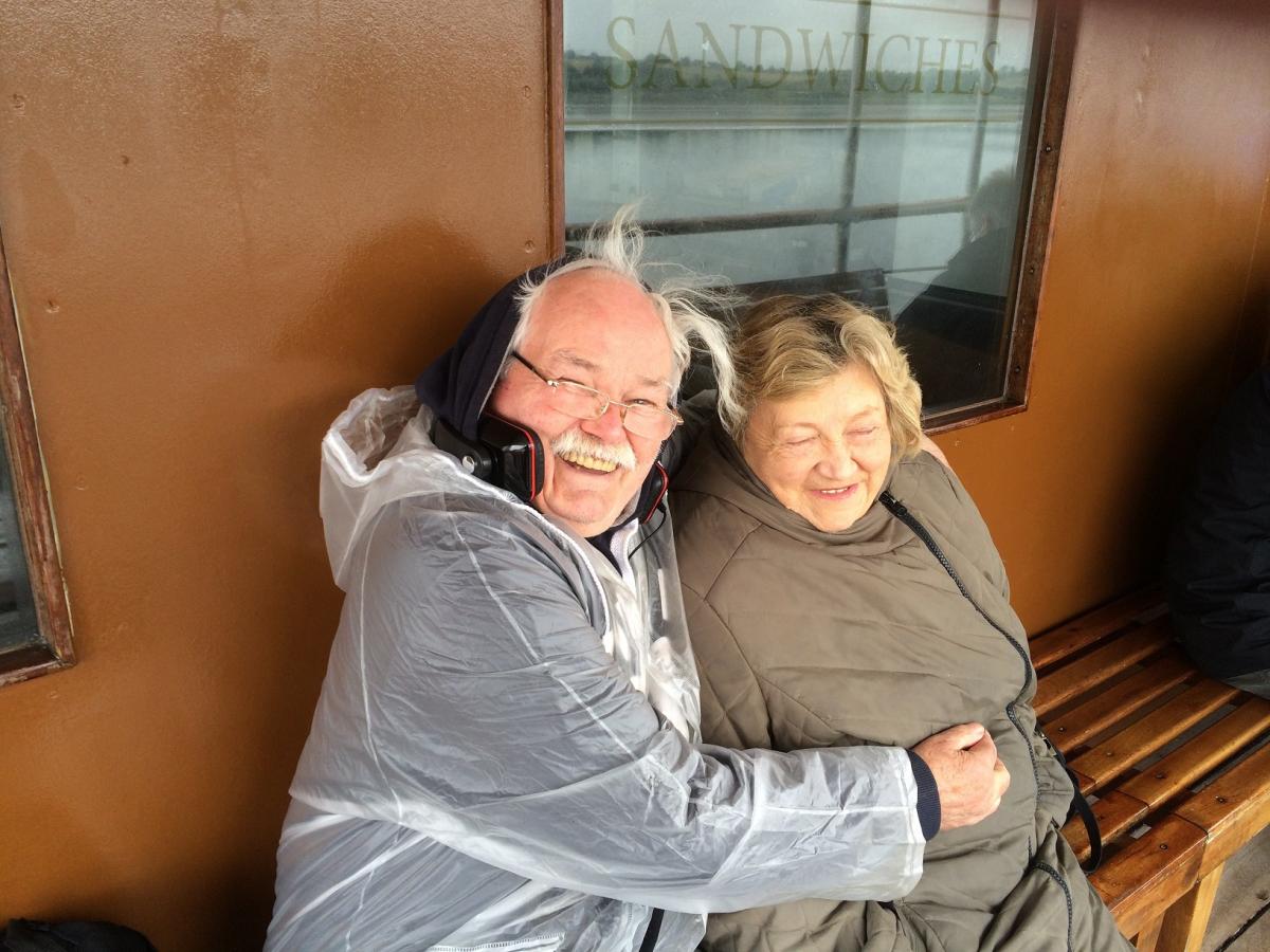 Family Day Out - P.S. Waverley to Rothesay - Des & Moyra Donnelly enjoy the fresh air